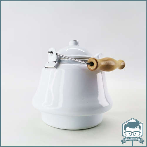 Vintage Enamelware With Wood Handle Kettle!!!