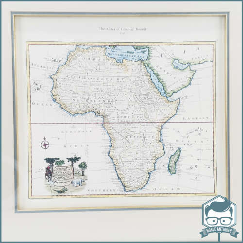 Fantastic!!! Large Framed 1747 The Africa Of Emanuel Bowen - Books of Zimbabwe Bulawayo!!70cm x 70cm