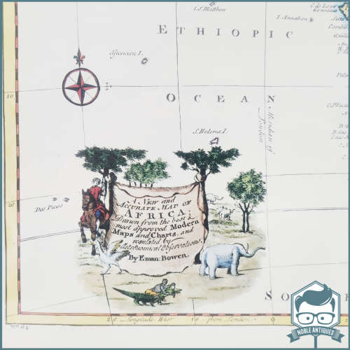Fantastic!!! Large Framed 1747 The Africa Of Emanuel Bowen - Books of Zimbabwe Bulawayo!!70cm x 70cm