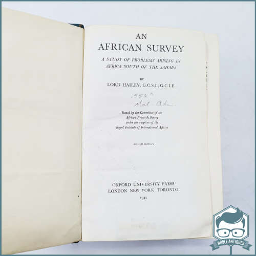 1945 Leather Spine Hardcover - An African Survey by Lord Hailey !!!