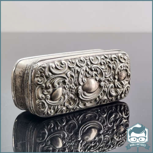 Antique Ornate Hallmarked Sterling Silver Pill or Snuff Box - 45g!!!