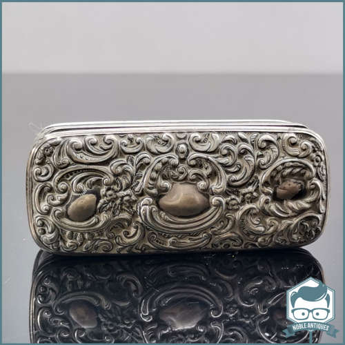 Antique Ornate Hallmarked Sterling Silver Pill or Snuff Box - 45g!!!