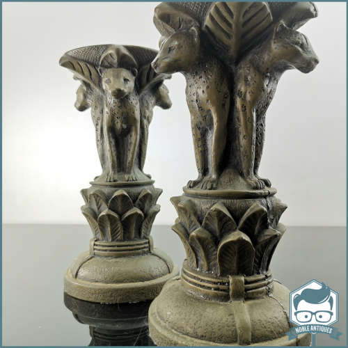 Two Large Leopard Inspired Bronze Finished Cast Resin Candle Stands!!! Bid For Both!!!
