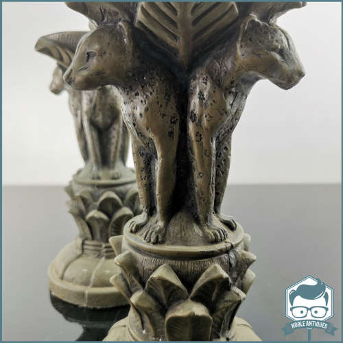 Two Large Leopard Inspired Bronze Finished Cast Resin Candle Stands!!! Bid For Both!!!