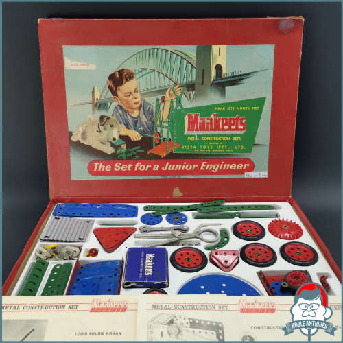 Vintage Maakeets (Meccano style) Metal Construction Set, Original box- made in SA!!!
