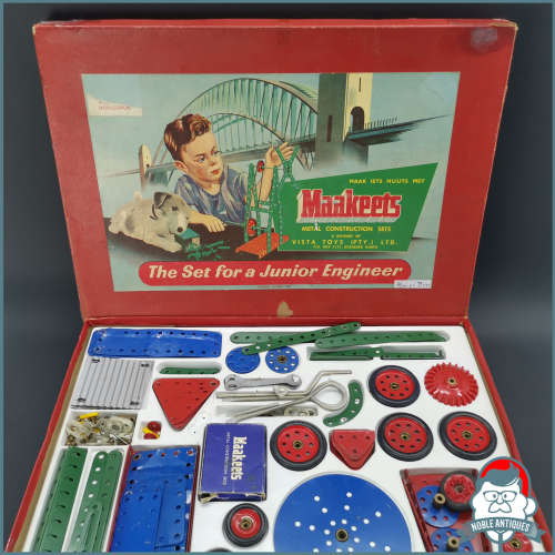 Vintage Maakeets (Meccano style) Metal Construction Set, Original box- made in SA!!!