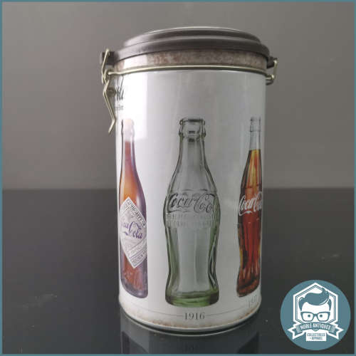 Lithographed Coca-Cola Bottles Evolution Round Clip Lid Tin!!!