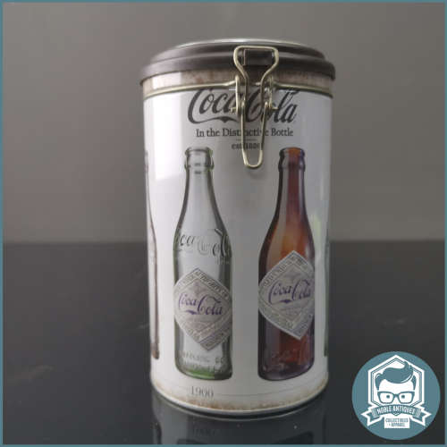 Lithographed Coca-Cola Bottles Evolution Round Clip Lid Tin!!!