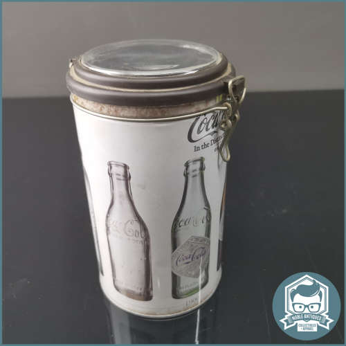 Lithographed Coca-Cola Bottles Evolution Round Clip Lid Tin!!!