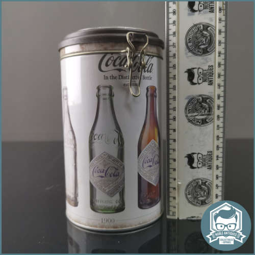 Lithographed Coca-Cola Bottles Evolution Round Clip Lid Tin!!!