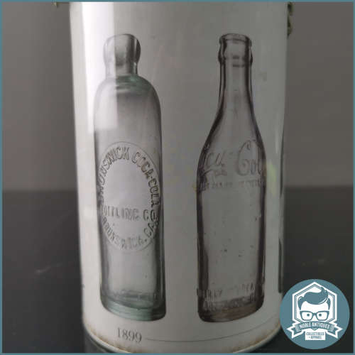 Lithographed Coca-Cola Bottles Evolution Round Clip Lid Tin!!!