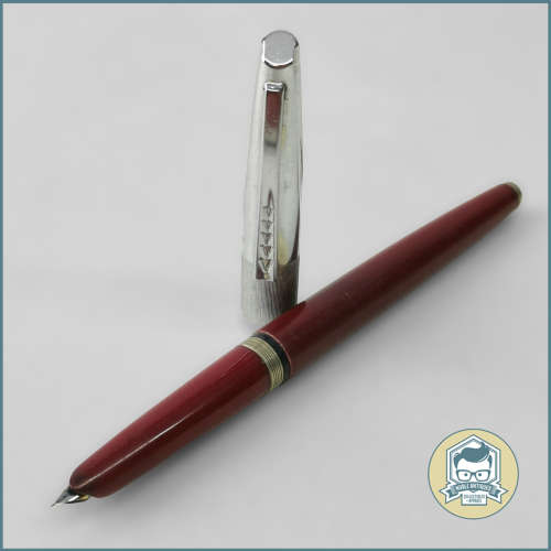 Vintage Italian Fountain Pen in Burgundy, Smooth Stainless Steel Nib