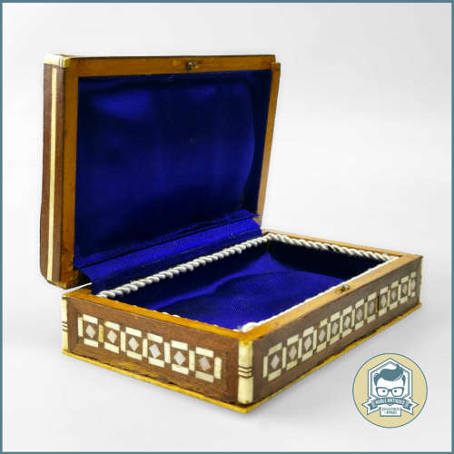 Vintage 1950`s Moroccan Inlaid Shell Bone Mother Of Pearl Decorated Storage Box!!!