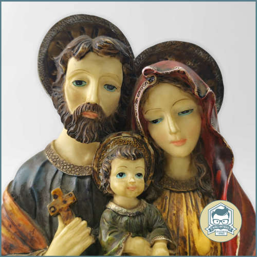 Detailed Cast Hand Painted Holy Family on Wood Base!!!