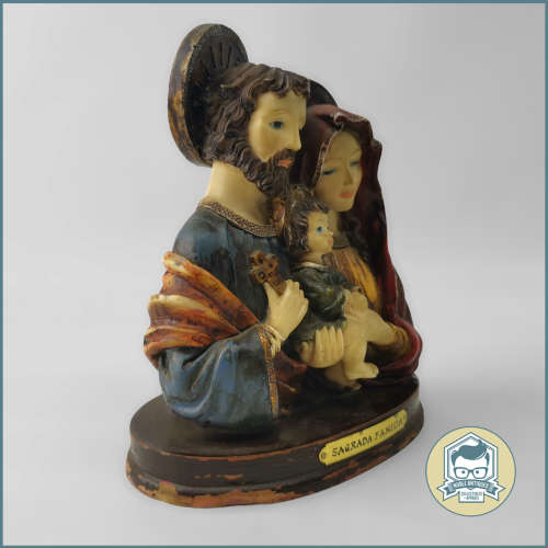 Detailed Cast Hand Painted Holy Family on Wood Base!!!