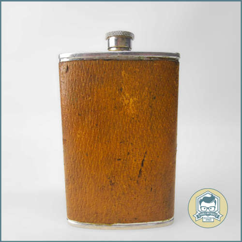 Vintage English Made 6 Once Leather Covered Drinking Flask!!!