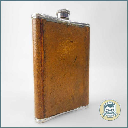 Vintage English Made 6 Once Leather Covered Drinking Flask!!!