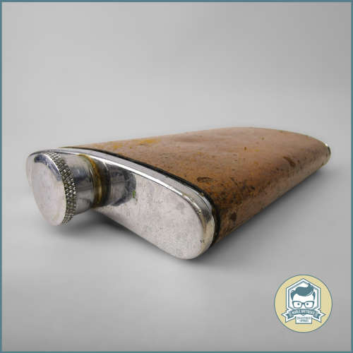 Vintage English Made 6 Once Leather Covered Drinking Flask!!!