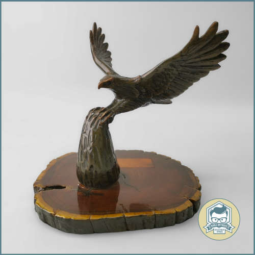 Original Cold Cast Broze Perching Fish Eagle on Wood Base!!!