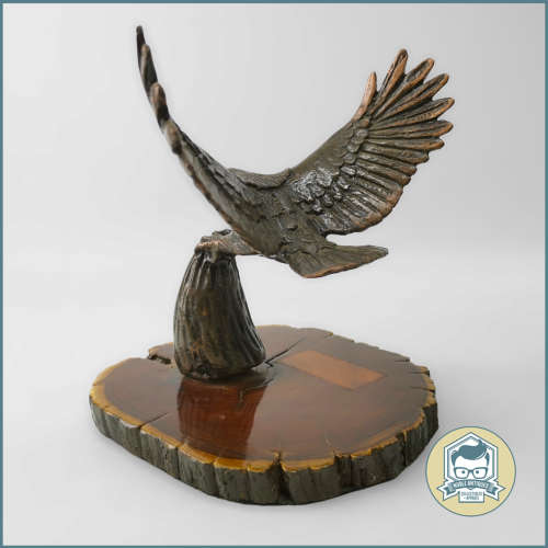Original Cold Cast Broze Perching Fish Eagle on Wood Base!!!