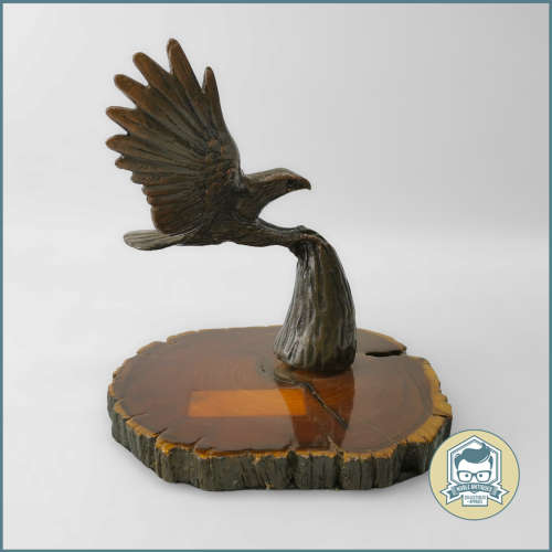 Original Cold Cast Broze Perching Fish Eagle on Wood Base!!!