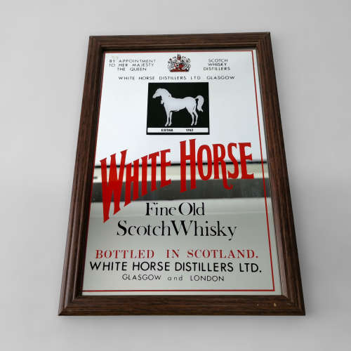 Original Vintage White Horse Bar Mirror!!! 320mm x 220mm