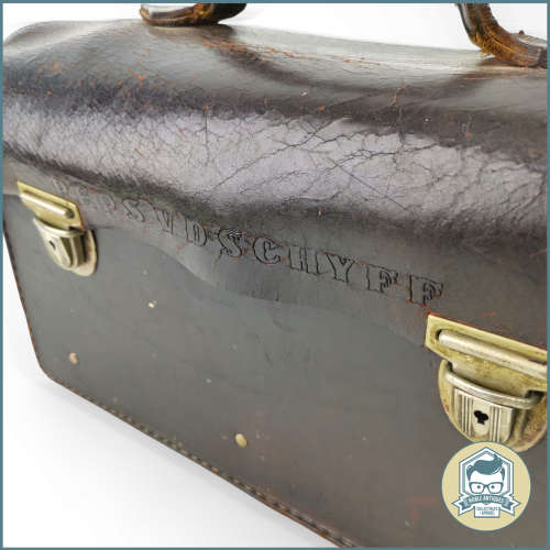 Vintage Genuine Leather Stamped PEPS VD Schyff Briefcase!!!