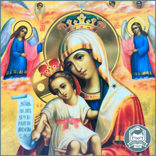 Highly Decorative Russian icon of the Dostóino yesť (Axion Estin) or Miluyushchaya!!!