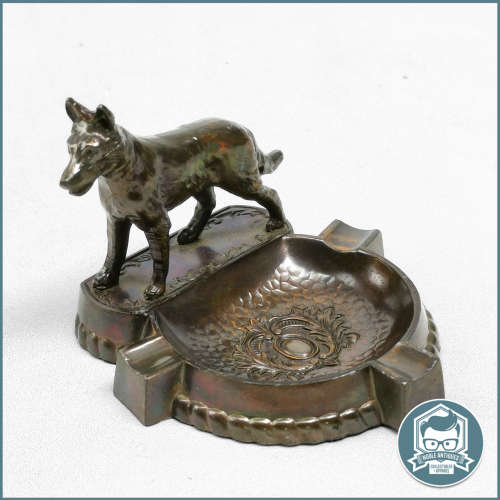Vintage German Shepherd Copper Ashtray!!!