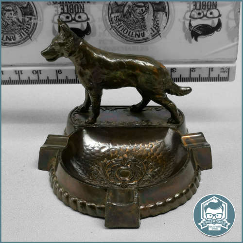 Vintage German Shepherd Copper Ashtray!!!