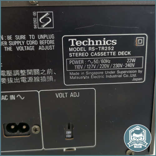 TECHNICS Stereo Double Cassette Deck (RS-TR252) - Working (No Cable Supplied)!!!