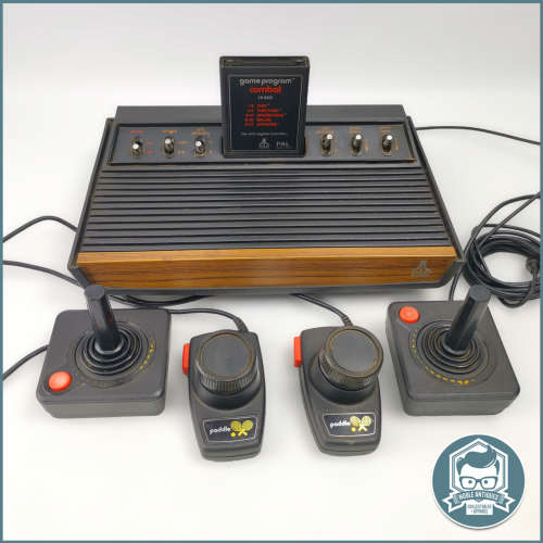 Vintage Atari 2600 Video game console , controllers and game - Not Tested, No power supply!!!