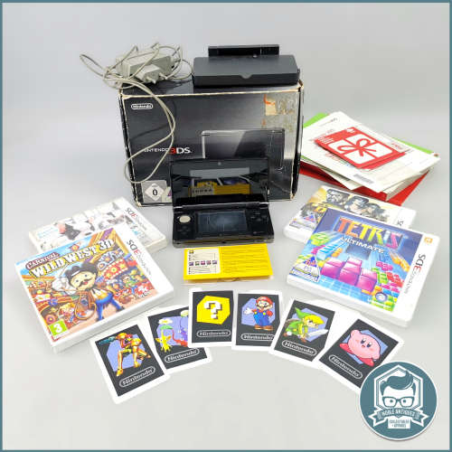 Boxed Working Dark Grey Nintendo 3DS With All Accessories, Games and Docking Station!!!