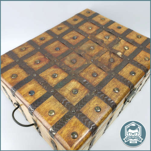 Large Hand Crafted Oak and Iron Banded Treasure Chest!!! 45cm Wide!!!