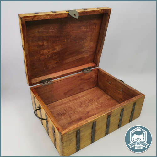 Large Hand Crafted Oak and Iron Banded Treasure Chest!!! 45cm Wide!!!