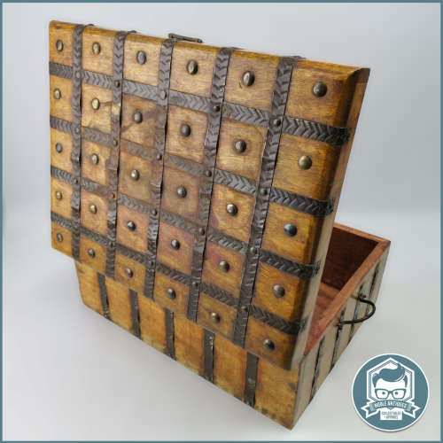 Large Hand Crafted Oak and Iron Banded Treasure Chest!!! 45cm Wide!!!