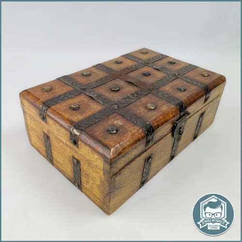 Medium Hand Crafted Oak and Iron Banded Treasure Chest!!! 30cm Wide!!!