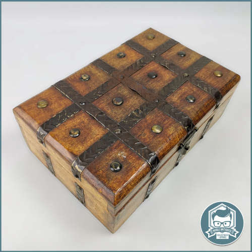 Medium Hand Crafted Oak and Iron Banded Treasure Chest!!! 30cm Wide!!!