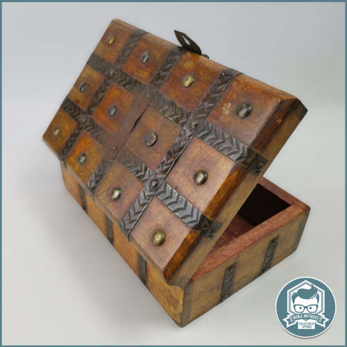 Medium Hand Crafted Oak and Iron Banded Treasure Chest!!! 30cm Wide!!!