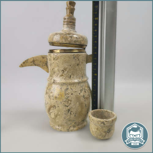 Spectacular!!! Turkish Fossil Marble 13 Piece Coffee Set!!!