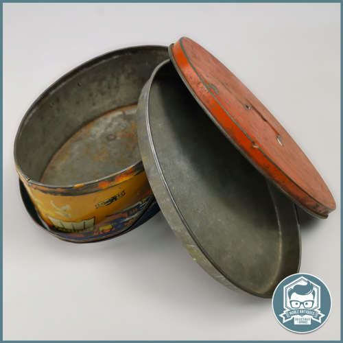Vintage 1940`s Ohio Art Red Transportation Oval Lithographed Tin Lunch Box!!!
