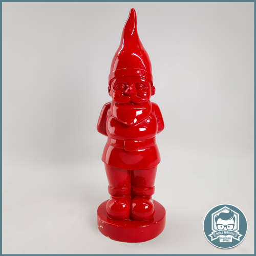 Large Vintage Gloss Red Resin Gnome Savings Bank!!!