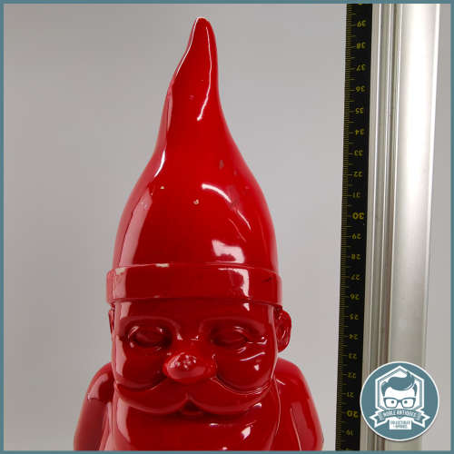 Large Vintage Gloss Red Resin Gnome Savings Bank!!!