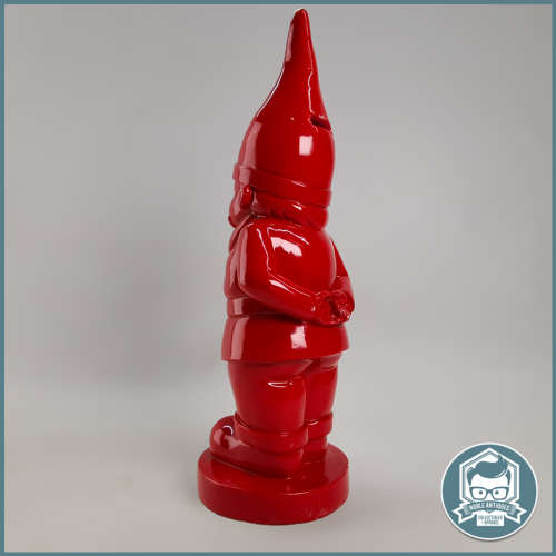 Large Vintage Gloss Red Resin Gnome Savings Bank!!!