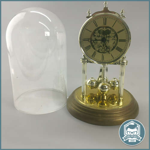 Hermle Quartz Dome Clock Made In Germany - Working (Glass and Brass base)!!!