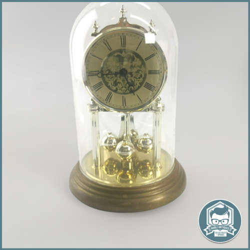 Hermle Quartz Dome Clock Made In Germany - Working (Glass and Brass base)!!!