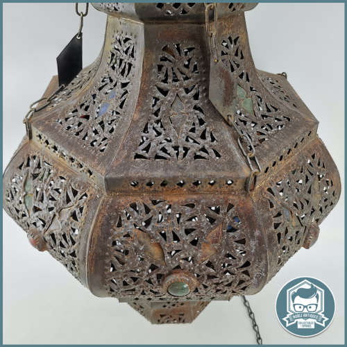 Large Mid-Century Moroccan Hanging Metal Lantern - 80cm!!!
