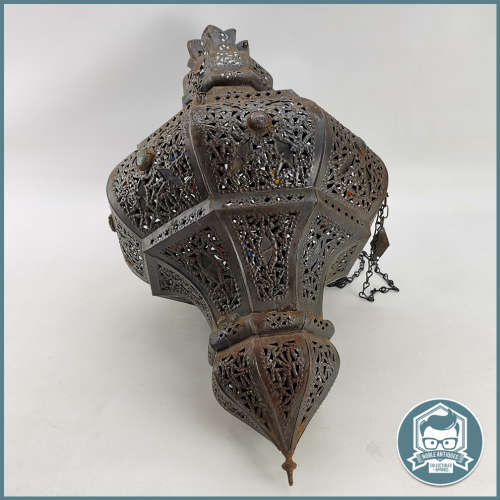 Large Mid-Century Moroccan Hanging Metal Lantern - 80cm!!!
