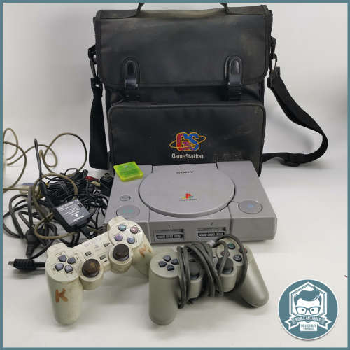 Original Vintage Working PlayStation One, Controllers and bag!!!