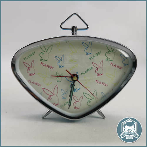 Original Working Vintage Playboy Wind Up Alarm Clock Blue Triangle!!!